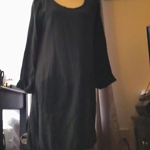 Navy blue gauze cotton dress with applique designs